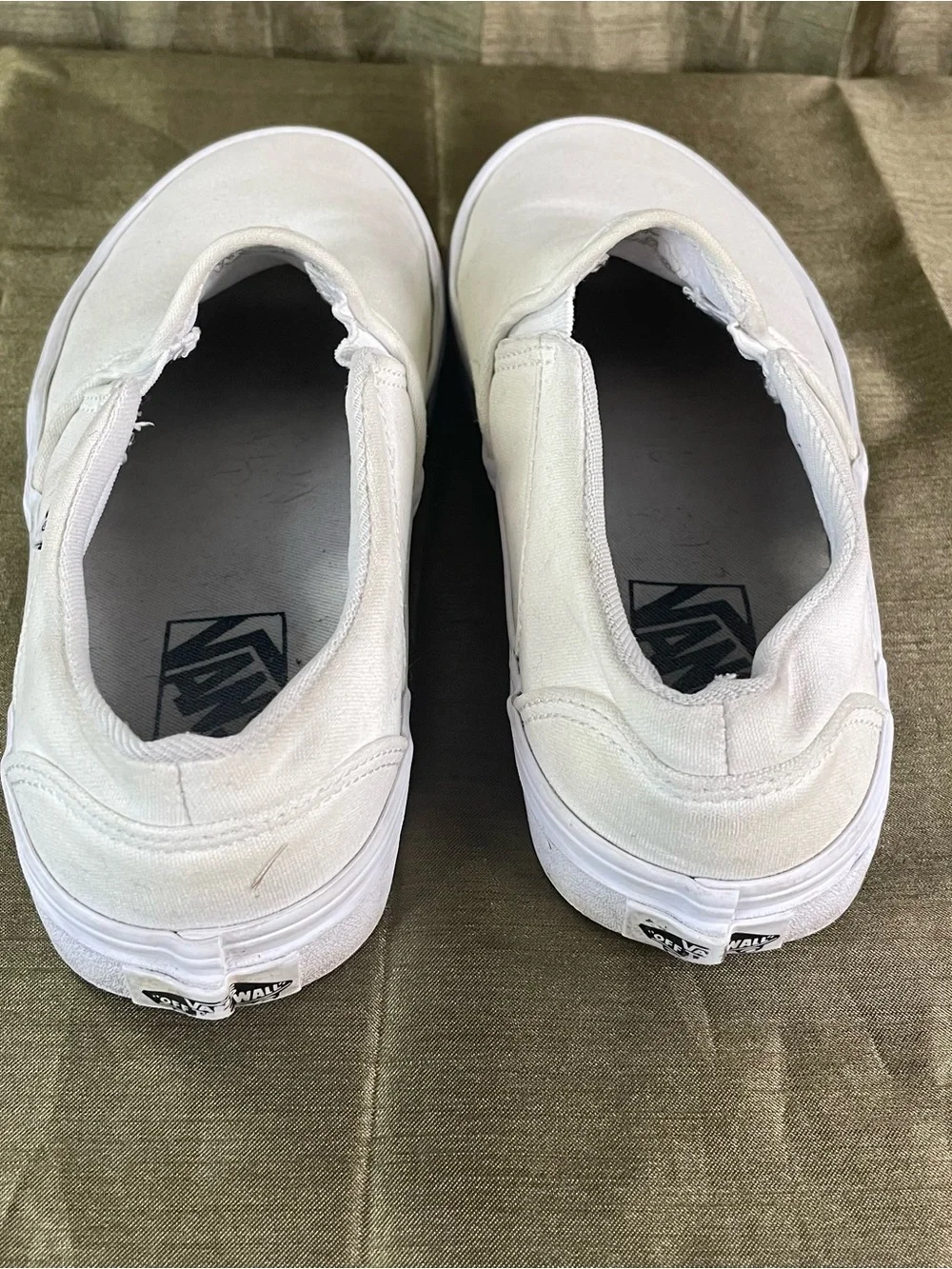Vans White Canvas Slip-On Shoes Size Womens 7